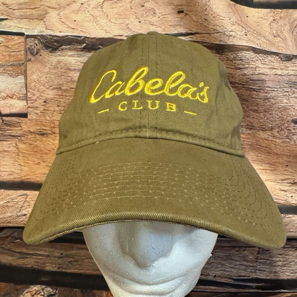 Cabelas Club Hat Men Earth Brown Khaki Cotton Baseball Cap Embroidered Strapback